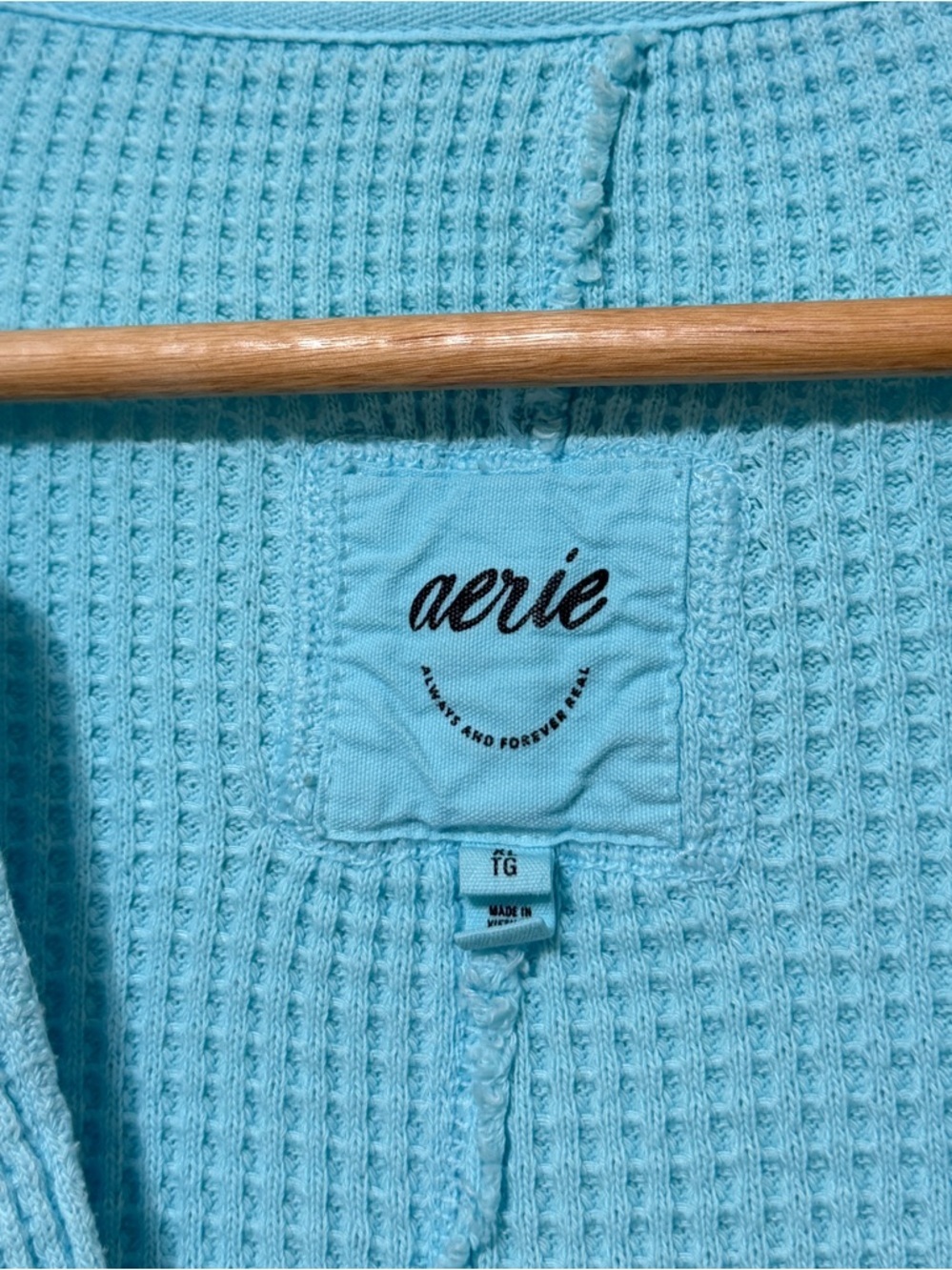 Aerie LumberJane Waffle Polo Sweatshirt Size XL Blue - Picture 3 of 6